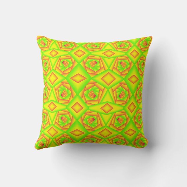 Citrus Green Orange Yellow Ombre Abstract Design Kissen (Rückseite)