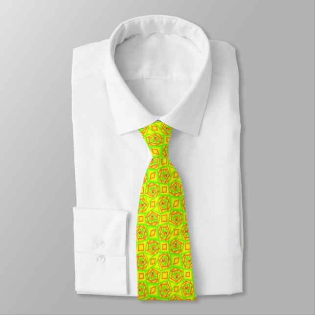 Citrus Green Orange Yellow Ombre Abstract Design Krawatte (Gebunden)