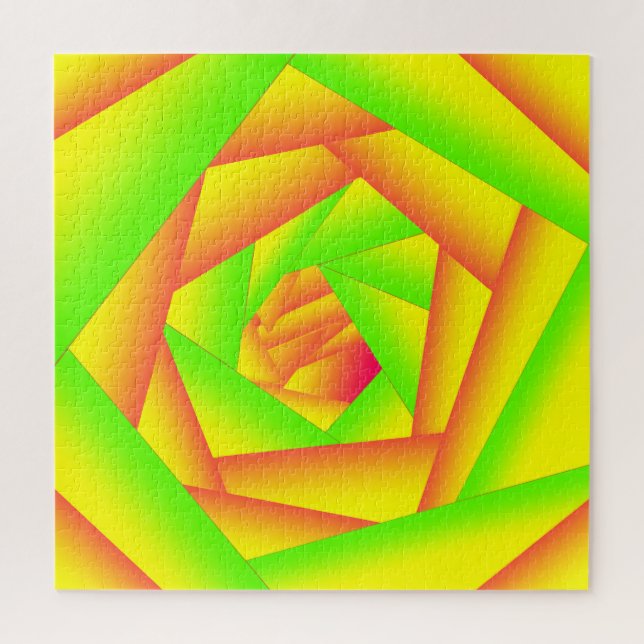 Citrus Green Orange Yellow Ombre Abstract Design Puzzle (Vertikal)