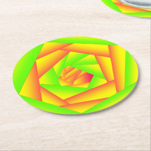 Citrus Green Orange Yellow Ombre Abstract Design Runder Pappuntersetzer