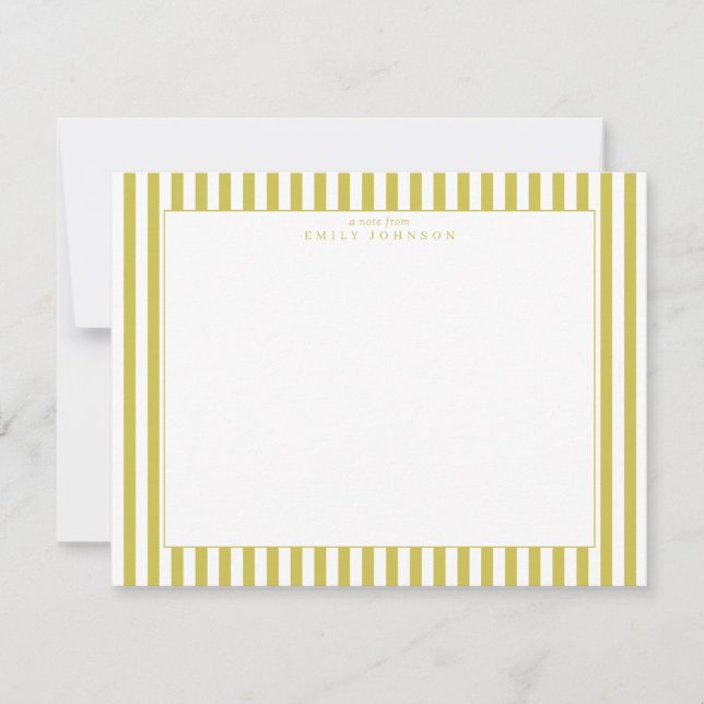 Citrus Green Striped Note Card Einladung (Vorderseite)