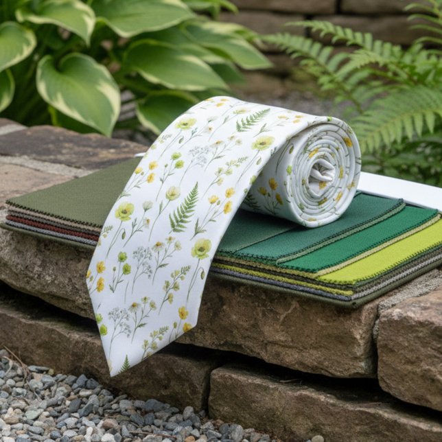 Citrus Green Wildflower Groomsmen Wedding Krawatte (Groomsmen floral tie from the Citrus Green Wildflower wedding suite by Darling & May)