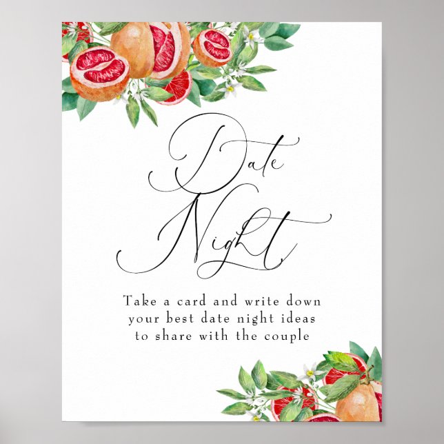 Citrus Greenery | Date Night | BRAUTPARTY Poster (Vorne)