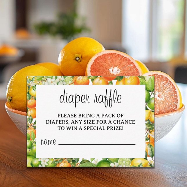 Citrus Greenery Elegant Diaper Raffle Card Begleitkarte (Von Creator hochgeladen)