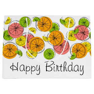 Citrus Happy Geburtstagsgeschenk Tasche groß Große Geschenktüte