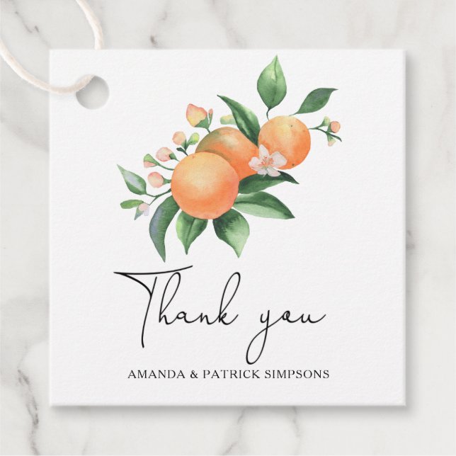 Citrus - Hochzeit Danke Geschenkanhänger (Vorderseite)