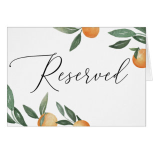 Citrus-Hochzeit reserviertes Schild Wasserfarbe