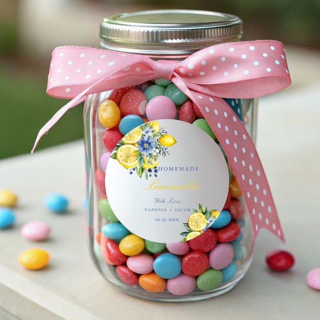 Citrus Homemade Limoncello Lemon Gastgeschenke Hoc Runder Aufkleber (Von Creator hochgeladen)