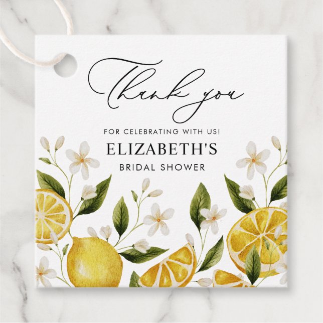 Citrus Hübsch Lemon Brautparty Geschenkanhänger (Vorderseite)