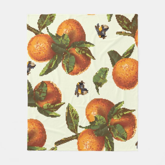 Citrus & Hummeln: Vintag nahtlos Fleecedecke (Vorderseite)