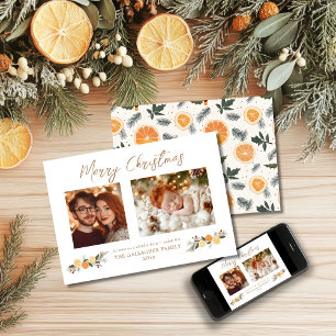 Citrus Hygge Weihnachtskripte Flat Holiday Card Feiertagskarte