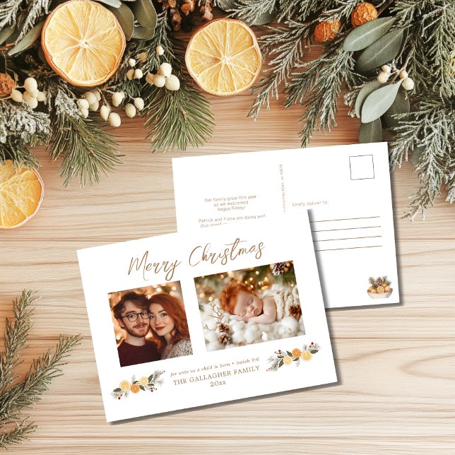 Citrus Hygge Weihnachtsschrift Feiertagspostkarte (Von Creator hochgeladen)