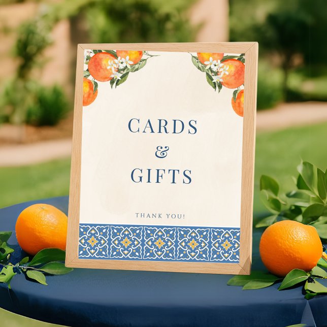 Citrus Italian Blue Tiles Cards Geschenke Schilder (Citrus Italian Blue Tiles Cards Gifts Sign Poster)