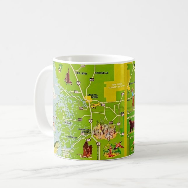 Citrus Landkreis Florida Vintage Karte Tasse (Vorderseite Links)
