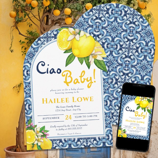 Citrus Lemon Amalfi Coast Baby Dusche Einladung (Von Creator hochgeladen)