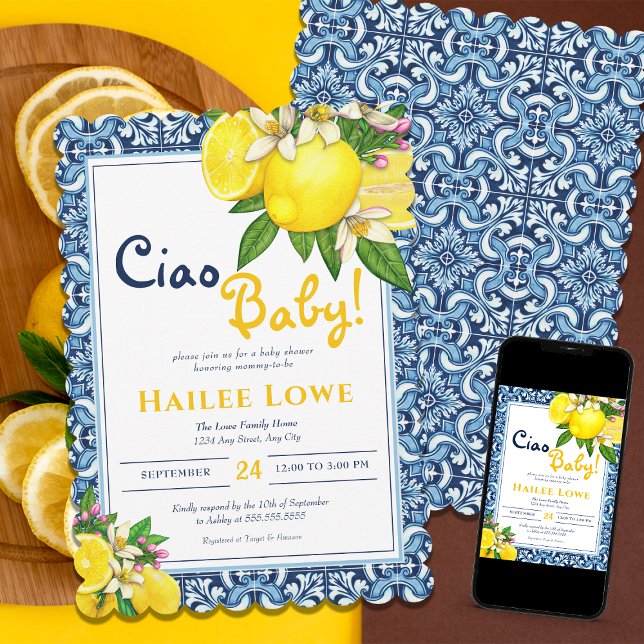Citrus Lemon Amalfi Coast Ciao Baby Dusche Einladung (Von Creator hochgeladen)
