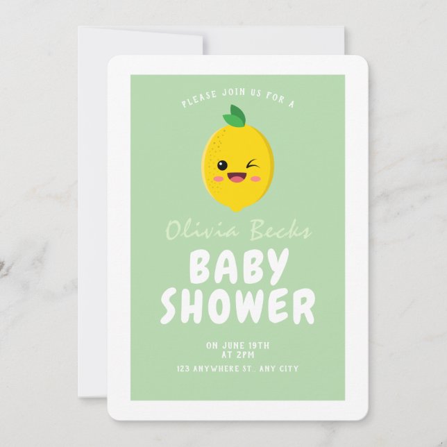 Citrus Lemon Baby Shower Einladung (Vorderseite)