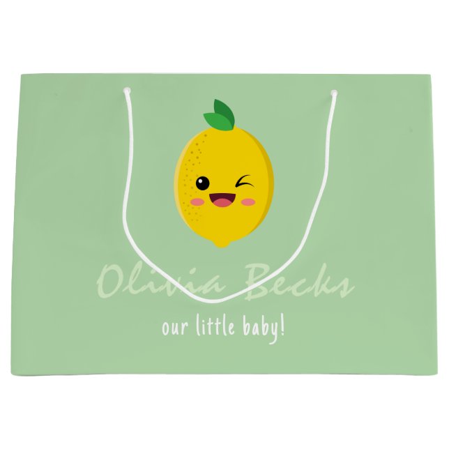 Citrus Lemon Baby Shower Große Geschenktüte (Vorderseite)