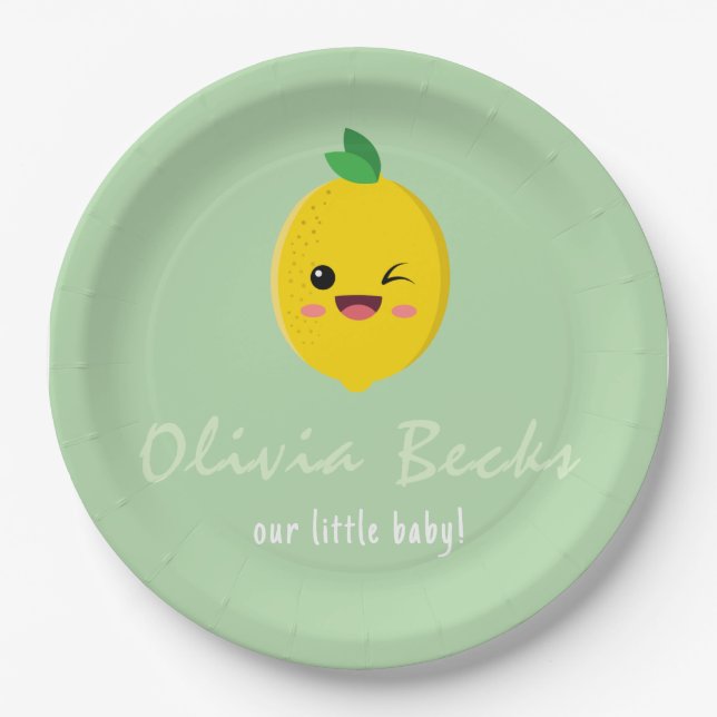Citrus Lemon Baby Shower Pappteller (Vorderseite)