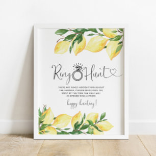 Citrus Lemon Blumenring Brautparty Game Poster