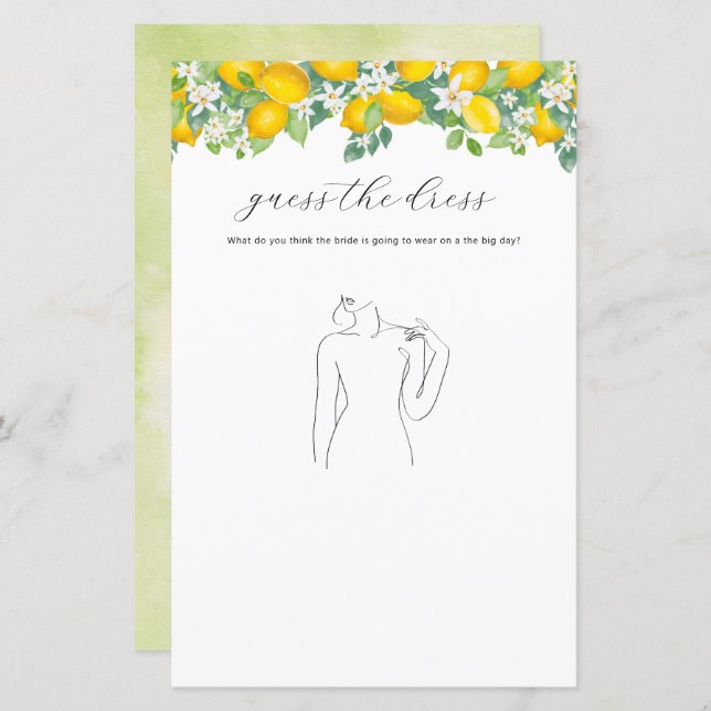 Citrus Lemon Brautparty Ratet das Dressspiel (Vorne/Hinten)