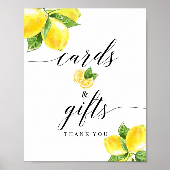 Citrus Lemon Cards and Gifts Sign 8x10" Poster (Vorne)