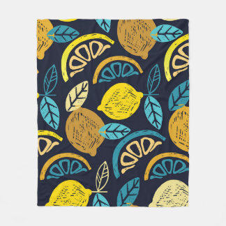 Citrus Lemon Doodle Muster Hintergrund Fleecedecke
