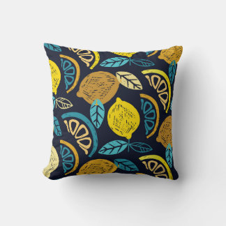 Citrus Lemon Doodle Muster Hintergrund Kissen