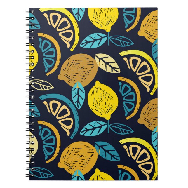 Citrus Lemon Doodle Muster Hintergrund Notizblock (Vorderseite)