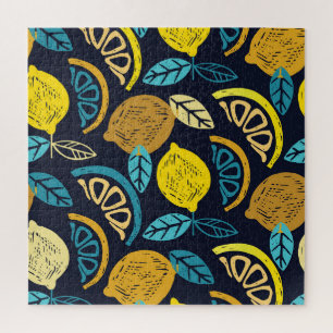 Citrus Lemon Doodle Muster Hintergrund Puzzle