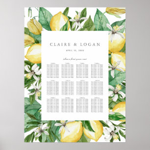Citrus Lemon Floral Wasserfarbe Seating Charts Poster