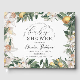 Citrus Lemon Floral Watercolor Babydusche Gästebuch