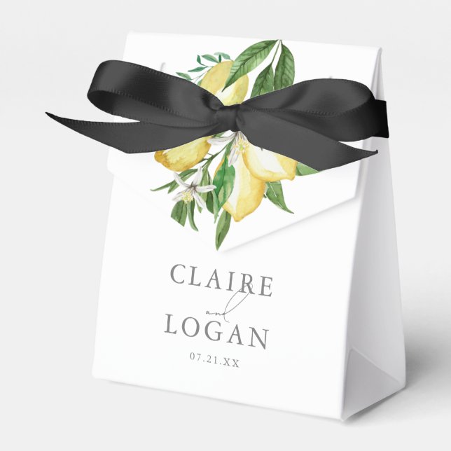 Citrus Lemon Floral Watercolor Geschenkschachtel (Vorderseite)