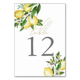 Citrus Lemon Floral Watercolor Tischnummer