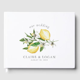 Citrus Lemon Floral Watercolor Wedding Gästebuch
