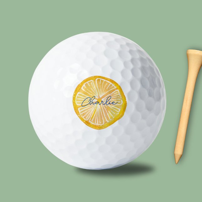 Citrus Lemon Fruit Golfball (Lemon slice personalized golf ball)