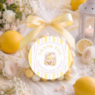 Citrus Lemon Girl Baby Shower Danke Runder Aufkleber