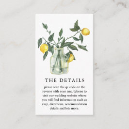 Citrus Lemon Greenery QR Code Wedding Begleitkarte