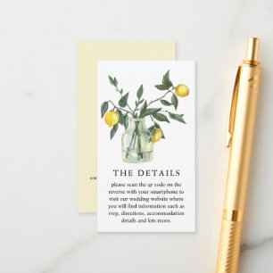 Citrus Lemon Greenery QR Code Wedding Begleitkarte