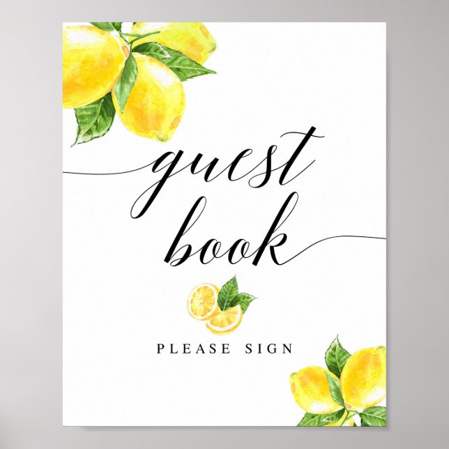 Citrus Lemon Guest Book Sign 8x10" Poster (Vorne)