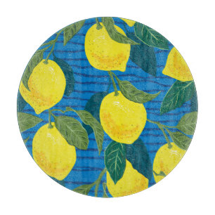 Citrus Lemon: HandGezeichnet Vintag nahtlos. Schneidebrett