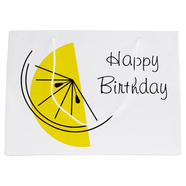 Citrus Lemon Happy Geburtstagsgeschenk Tasche groß Große Geschenktüte (Vorderseite)