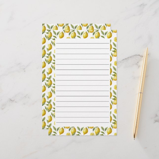 Citrus Lemon Limon Lined Briefpapier (Vorderseite/Rückseite Beispiel)