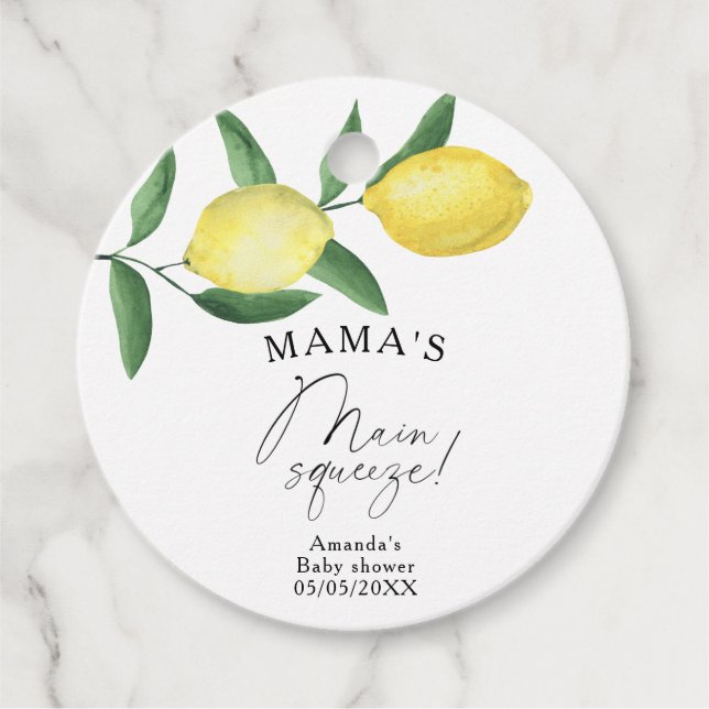 Citrus Lemon - Mama's wichtigste Babydusche Geschenkanhänger (Vorderseite)