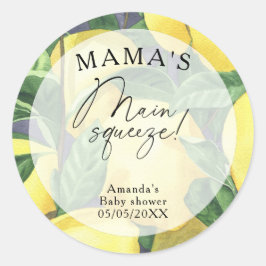 Citrus Lemon - Mama's wichtigste Babydusche Runder Aufkleber