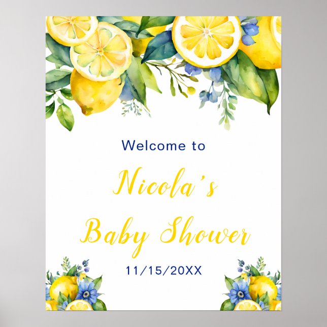 Citrus Lemon Mediterrane Babydusche Poster (Vorne)