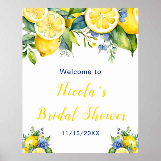 Citrus Lemon Mediterranes Brautparty Poster (Vorne)