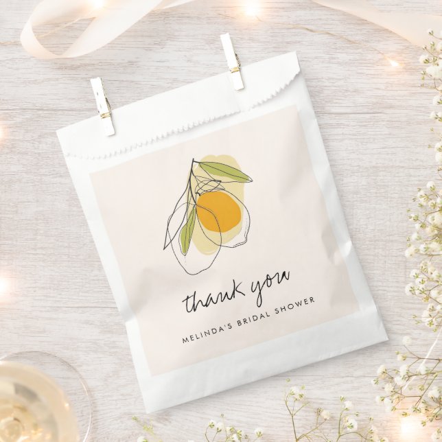 Citrus Lemon Modernes Minimalistisches Brautparty Geschenktütchen (Ausgeschnitten)