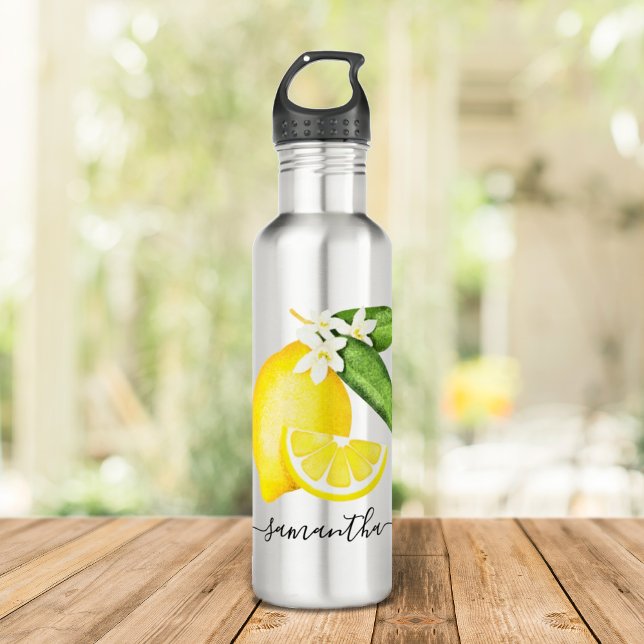 Citrus Lemon Monogram Edelstahlflasche (Von Creator hochgeladen)