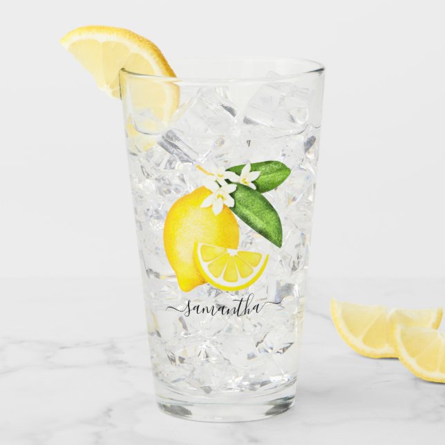 Citrus Lemon Monogram Glas (Vorderseite Ice)